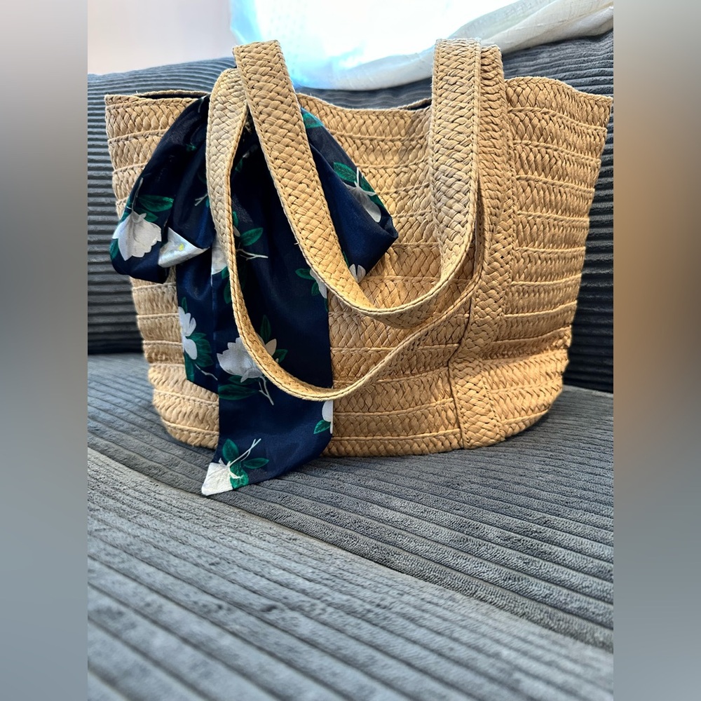 Draper James (Reese Witherspoon) Everyday Straw Tote Beach Market Bag - NWOT